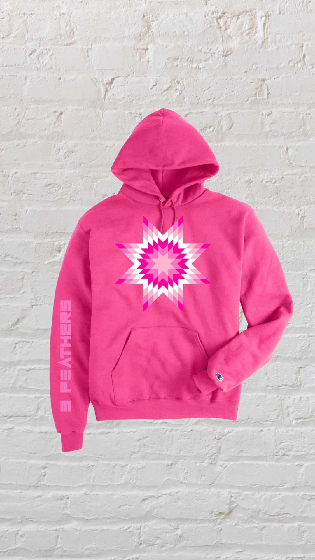 Love, 3 Feathers "Pink Tradish" Star Hoodie