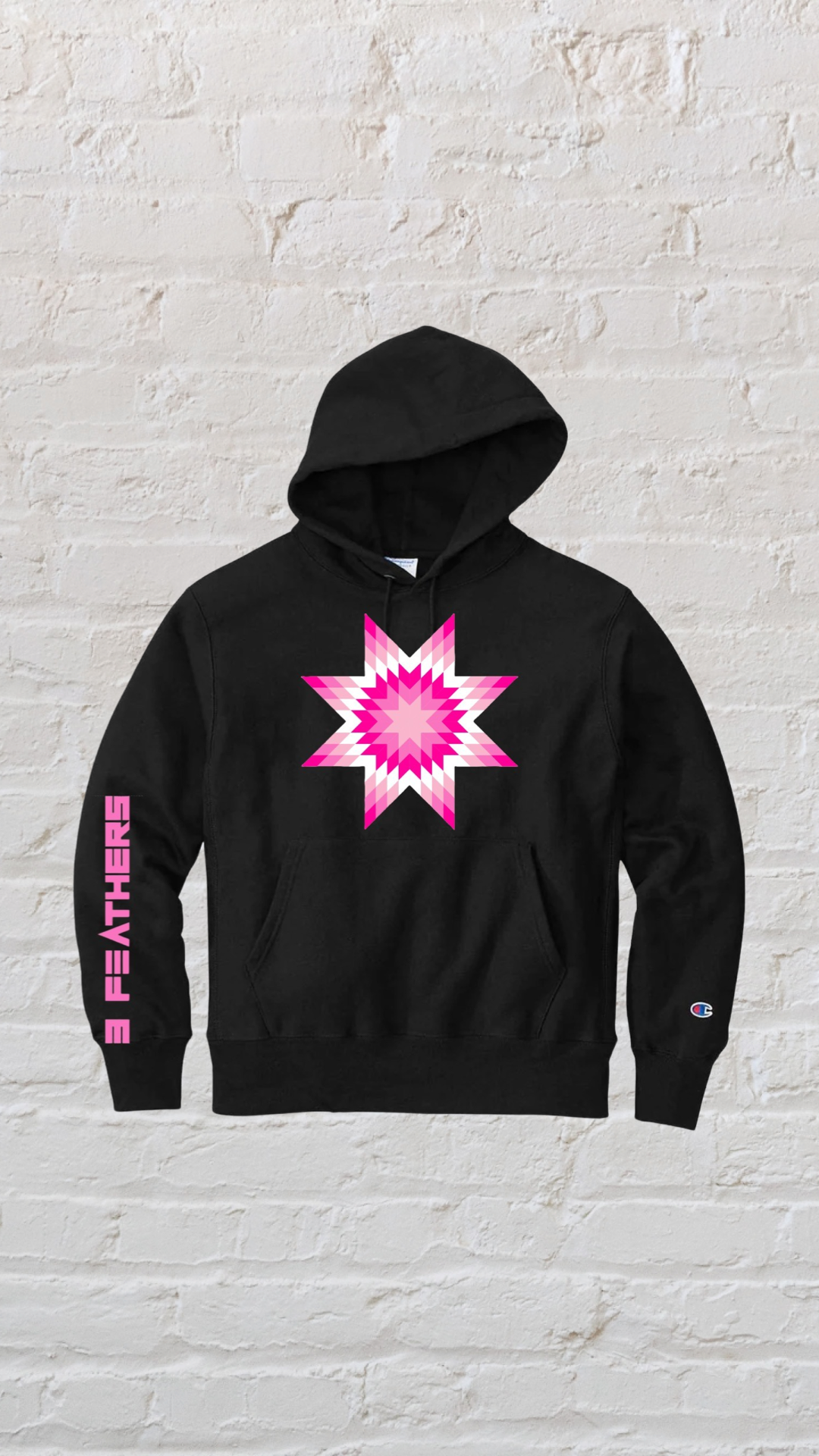 Love, 3 Feathers "Pink Tradish" Star Hoodie